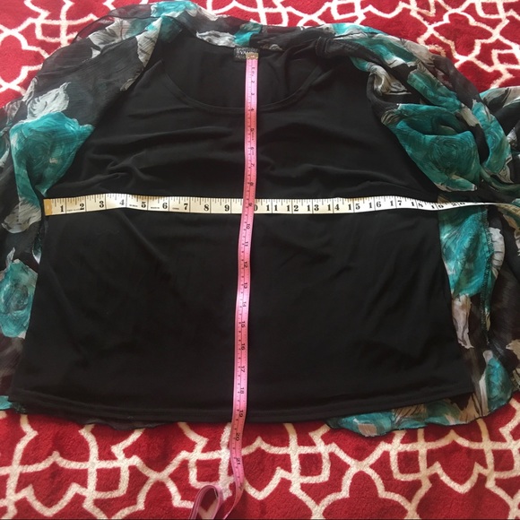 Vamp teal black white all-in-one never wrinkle top Size L - Picture 9 of 9